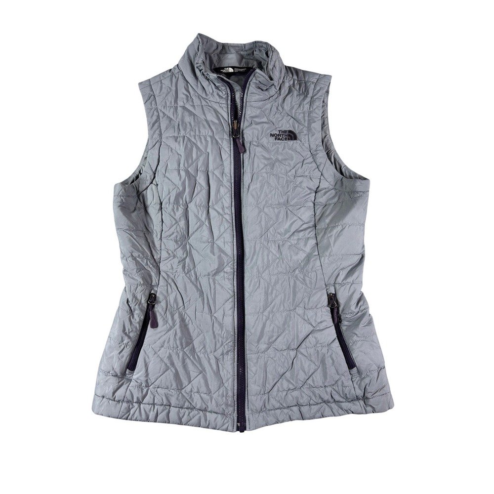 The North Face Womens Thermoball Eco Insulated Vest Gray Small Full Zip Quilted